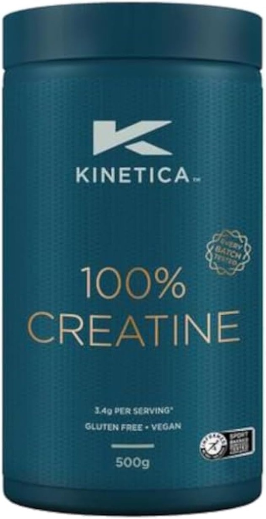 Kinetica 100% Cretina Monohydrate Powder, 147 Servimientos, Creapure Creatine. Suplementos nutricionales, Vegan &amp; Gluten Gratis 500g