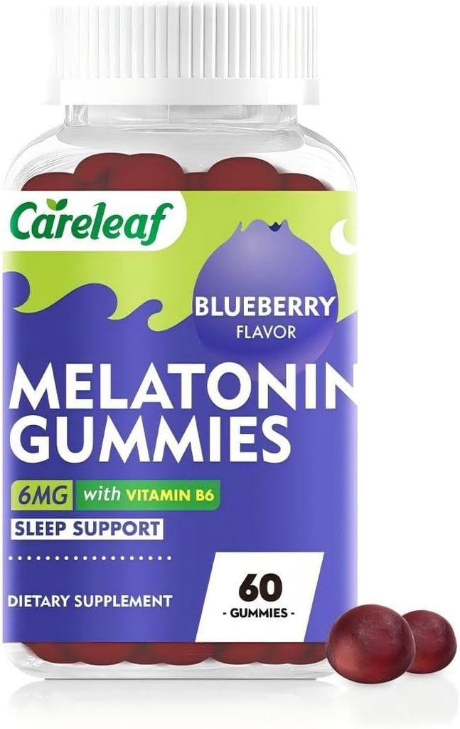 Melatonin Gummies Apoyo al sueño para hombres y mujeres salud sueño con 6mg Melatonin ventajaVitamin B6 Blueberry Flavor 60 cuenta