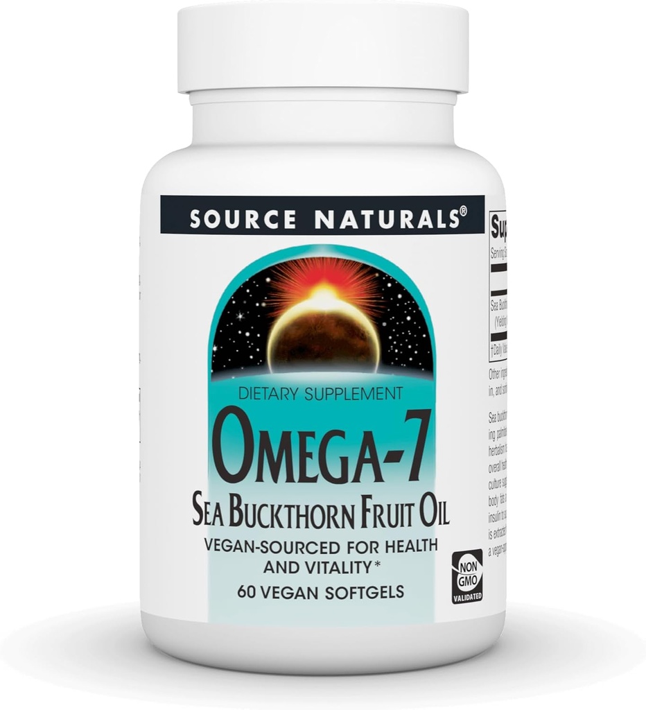 Fuente Naturales Omega-7 Sea Buckthorn Fruit Oil, Non-GMO, Vegan-Sourced for Health and Vitality* - 60 Vegan Softgels