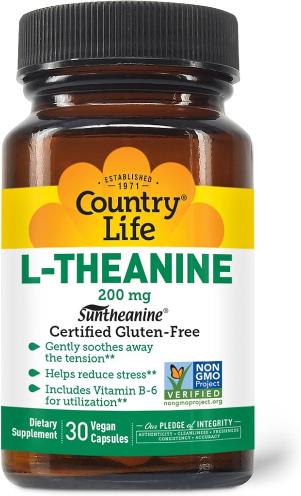Country Life L-Theanine - 200 mg - 30 cápsulas vegetarianas