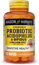 MASON NATURAL Acidophilus Probiótico con Bifidus, 50 Day Supply, Supports Healthy Normal Digestion, Strawberry Flavor, 100 Chewable Wafers