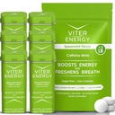 Viter Energy Original Caffeine Mints Spearmint Flavor 6 Pack y 1/2 libra Bulk Bag Bundle - 40 mg Caffeine, B Vitaminas, Azúcar Gratis, Vegan, Powerful Energy Booster for Focus and Alertness