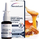 ManukaGuard Medical Grade Manuka Honey Natural Nasal Spray with Saline Solution for Congestion Support, Sinus and Allergy Relief, Nasal Moisturizing, New Zealand Honey, MGO 600, 0.65 fl oz Bottle