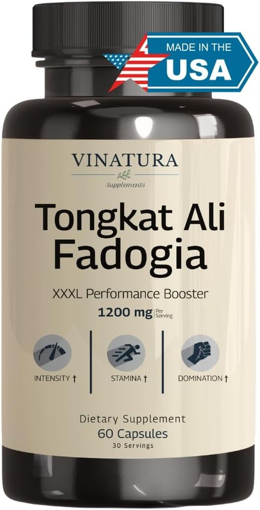Tongkat Ali Fadogia Agrestis - 1200mg, mejorado con Nitric Oxide Booster Suplemento, Longjack Tongkat Ali para Hombres, *USA Hecho y probado*, 60 cápsulas