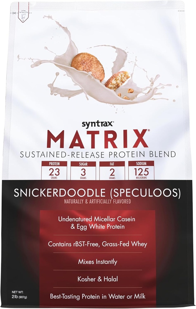 Syntrax Nutrition Matrix - Sustained-Release Protein Blend, Snickerdoodle 2 lbs. Real Cookie Pieces