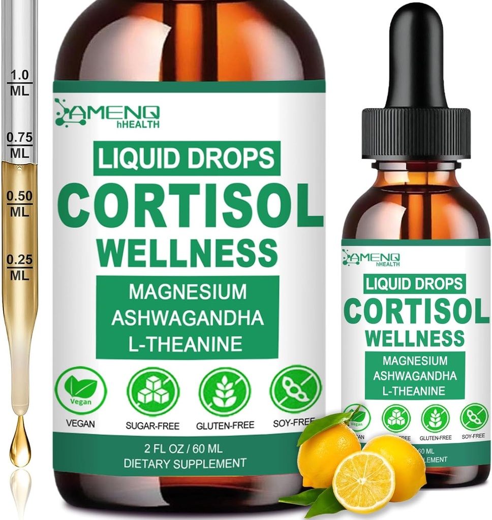 2 Pack Cortisol Supplements for Women & Men, 16-in-1 Cortisol Calm Reducer Detox Manager w. Magnesium, Ksm-66 Ashwagandha L-Theanine Phosphatidylserine for Lower Cortisol, Recess Mood, Relax, Sleep