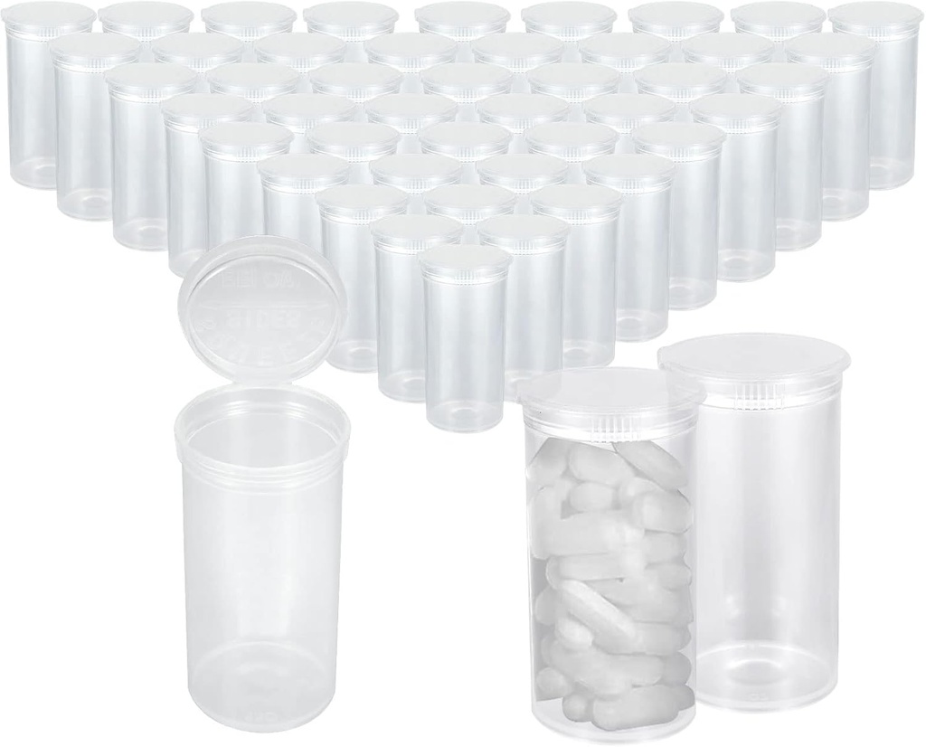 DAJAVE 100 Pack13 Dram Empty Pill Bottles with Pop Top Caps Plastic Medicine Bottles Prescription Vial Prescription Bottle Medicine Container for Pill, Crafts, Candy, Supplements