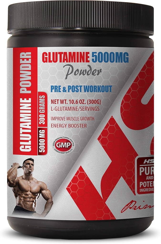 Suplementos de la bomba muscular - PRE &amp; Post Workout - GLUTAMINE Powder 5000MG - glutamina 5000mg Polvo - 1 Can 300 gramos