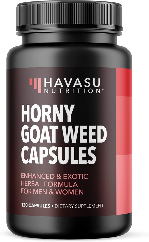 Horny Goat Weed Capsules for Men &amp; Women - Extra Strength Performance & Energy Support with Tongkat Ali, Muira Puama, and Saw Palmetto - 2 Month Supply Herbal Supplement for increased Endurance