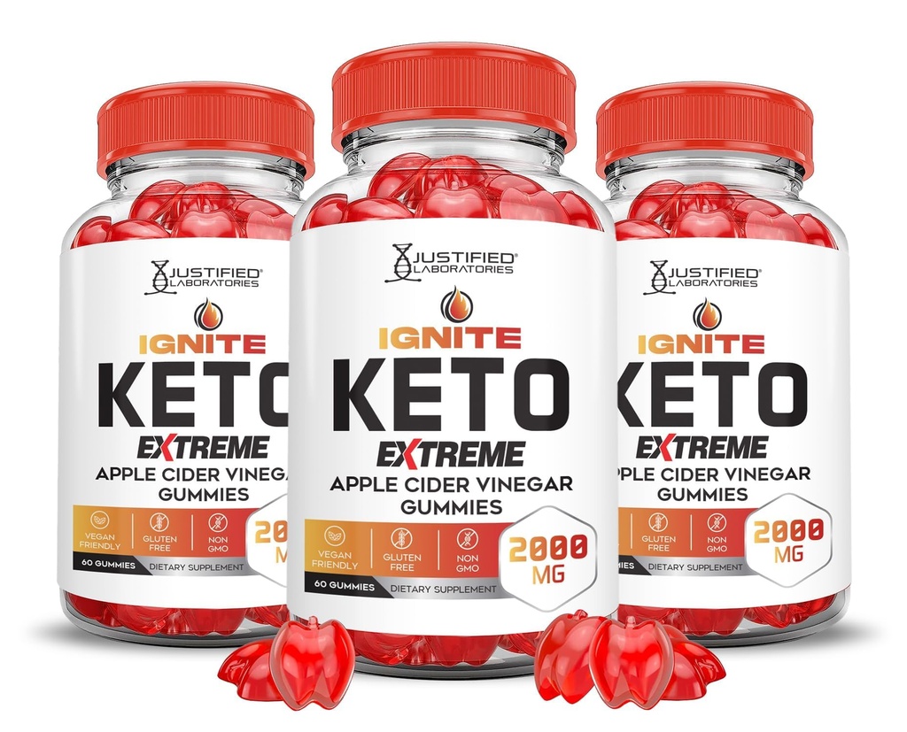 (3 Pack) Ignite Keto ACV Gummies Extreme 2000MG Advanced Ignite Keto Gummies Apple Cider Vinegar Formulated with Pomegranate Beet Juice Powder B12 Vegan Non GMO 180 Gummys
