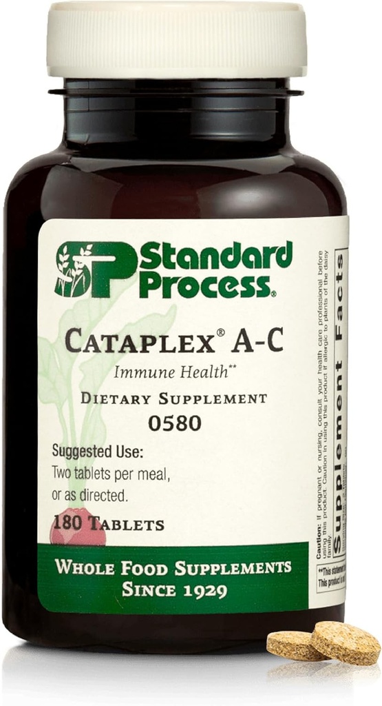 Standard Process Cataplex A-C - Suplemento para Immune & Healthy Cell Support with Vitamins C & A - Aids Eye Health - Contiene ingredientes con actividad antioxidante - 180 Tablets (90 Servings)