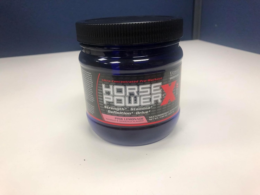 Ultimate Nutrition Horse Power X, Concentrated Pre Workout Suplemento, Creatine y Vitamina B12, Support Strength, Pink Lemonade, 7.94oz (225g)