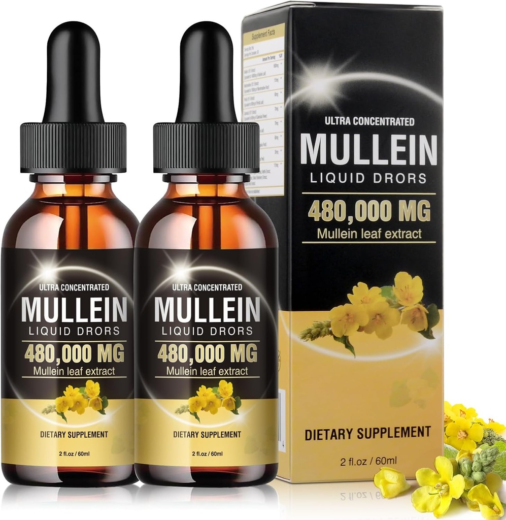 Mullein Drops for Lungs 480,000 onmg, 13 in 1 Vegan Mullein Leaf Extract 1600MG for Lung Detox &amp; Cleanse (2)