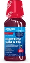   Basic Care Nighttime Cold & Flu Relief Syrup, Pain Reliever, Fever Reducer, Cough Suppressant, Antihistamine, Cherry , 8 fl oz (Pack of 1)