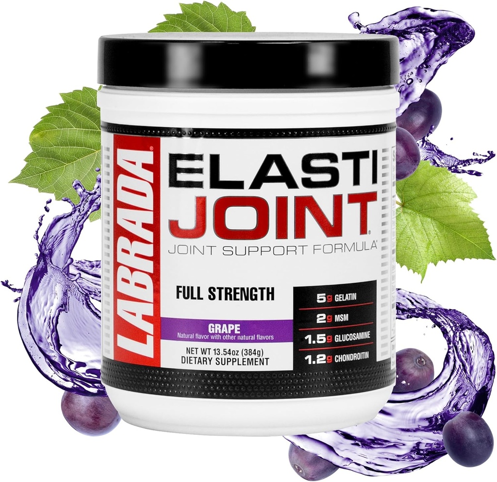 Labrada Nutrition Elastijoint, Grape - Glucosamine Joint Support Supplement Powder for Men &amp; Women, Joint Relief & Bone Health Supplement with MSM, Glucosamine Chondroitin MSM - Gluten-Free