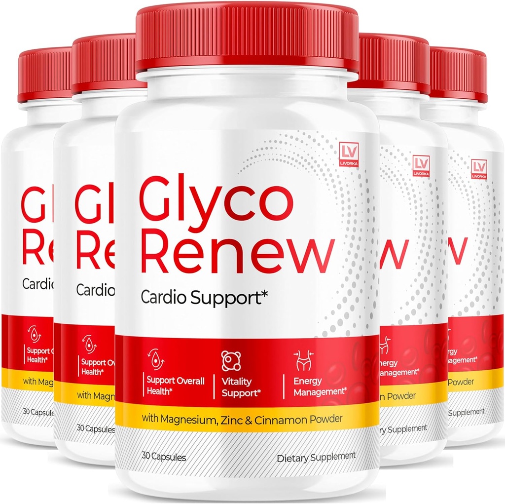 (5 Pack) Glyco Renew - Glyco Renew Blood Support, GlycoRenew Blood Support, Glyco Renew Blood Support Pills, Ripped Glyco Renew Blood Support, Glyco Renew Pills, Glyco Renew Supplement, 150 Capsules