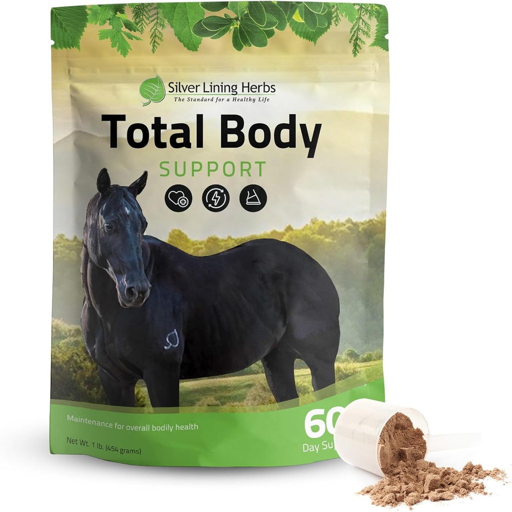 Herbs de forro de plata Suplementos de caballos de cuerpo Polvo para la salud mental - Promoción de una mejor piel " saludable para los caballos - Natural Herbal Equinity Horse Suplemento - 1 lb Bag