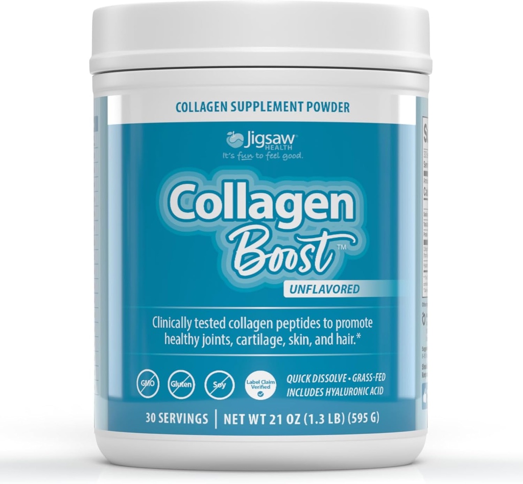 Jigsaw Health Collagen Boost ← Promueve articulaciones saludables, cartílago, piel y cabello TENIDO 30 Servimientos