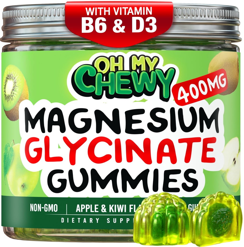 Centro-Filled Magnesium Glycinate Gummies 400MG - High Absorption for Kids, Adolescents & Adults - Suplemento para el sueño, la calma y la relajación muscular con B6 &amp; D3 - Gluten Free &amp; Vegan Friendly - 60 Condes