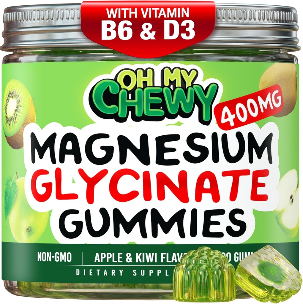 Centro-Filled Magnesium Glycinate Gummies 400MG - High Absorption for Kids, Adolescents & Adults - Suplemento para el sueño, la calma y la relajación muscular con B6 &amp; D3 - Gluten Free &amp; Vegan Friendly - 60 Condes