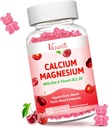 Calcio Magnesio Zinc Gummies, Calcio Magnesio 2:1 Ratio con Vitamina D3 &amp; B12 para el Muscle, Mood e Inmunity, 60 Gummies Vegan Cherry Flavor