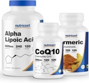 Nutricost Alfa Lipoic Acid 600mg, 240 Caps & CoQ10 100mg, 120 Caps & Turmeric 500mg, 120 Caps con BioPerine