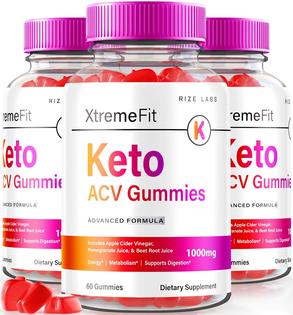 laboratorios rize (Pack of 3 Xtreme Fit Keto ACV Gummies for Advanced Weight Loss, con Apple Cider Vinegar Suplemento Belly Fat Extra Strength (180 Gummies)