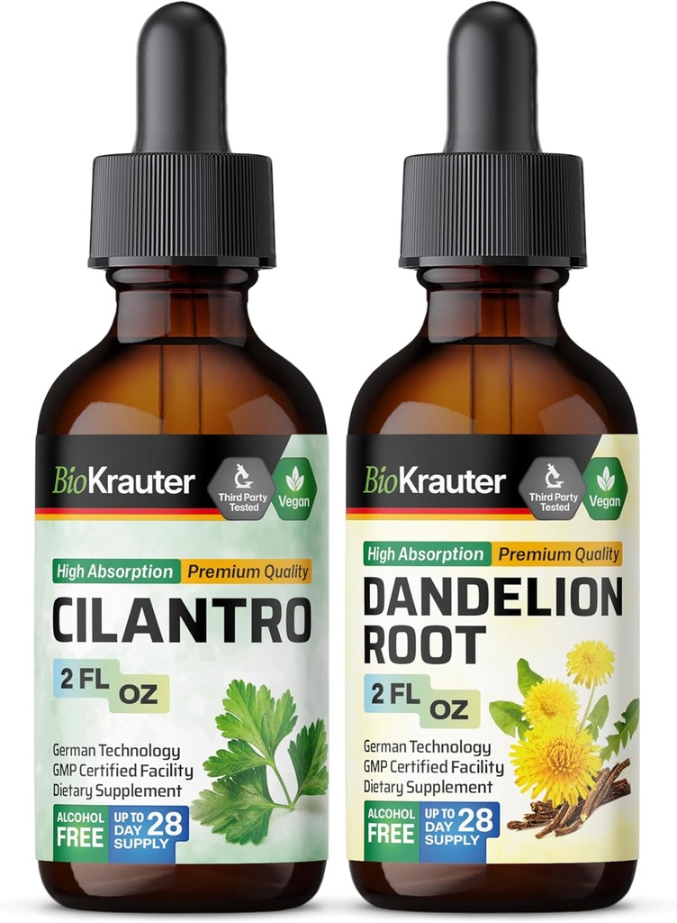 BIO KRAUTER Cilantro Tincture 2 Fl. Oz. " Dandelion Tincture 2 Fl. Oz.