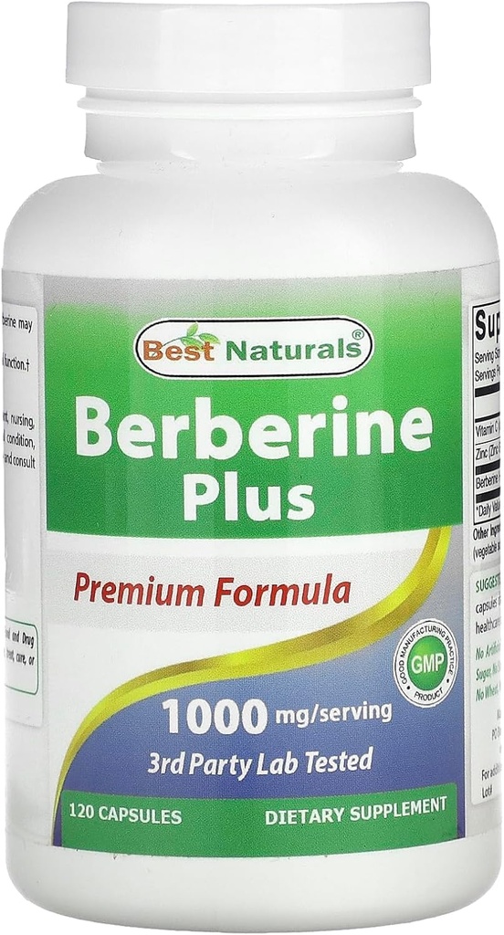 Best Naturals Berberine Plus 1000mg por Serving 120 Capsules