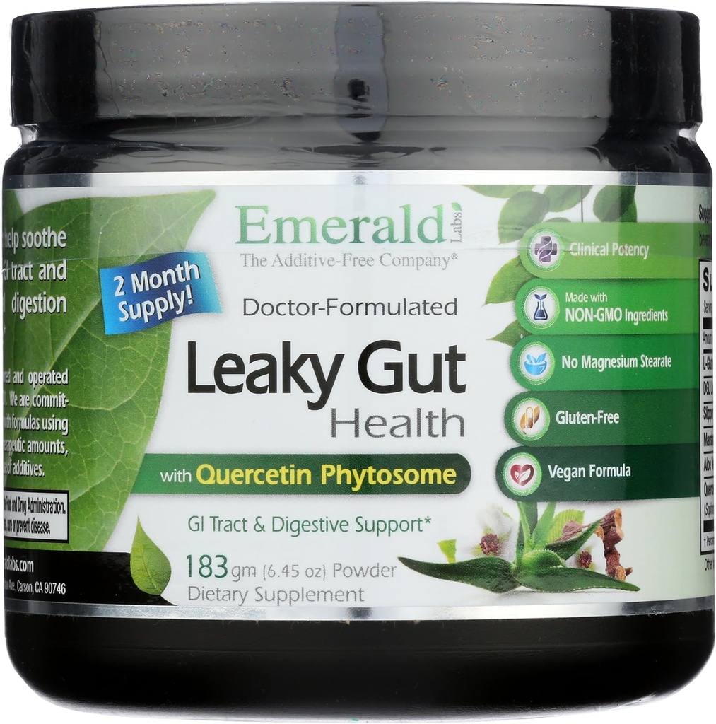 Laboratorios de Esmeralda Leaky Gut Health - Suplemento de Apoyo Digestivo con DGL Licorice, Aloe Vera Extracto &amp; Más - Apoya Colon & Gut Health - 6.45 oz (hasta 60 días de suministro)
