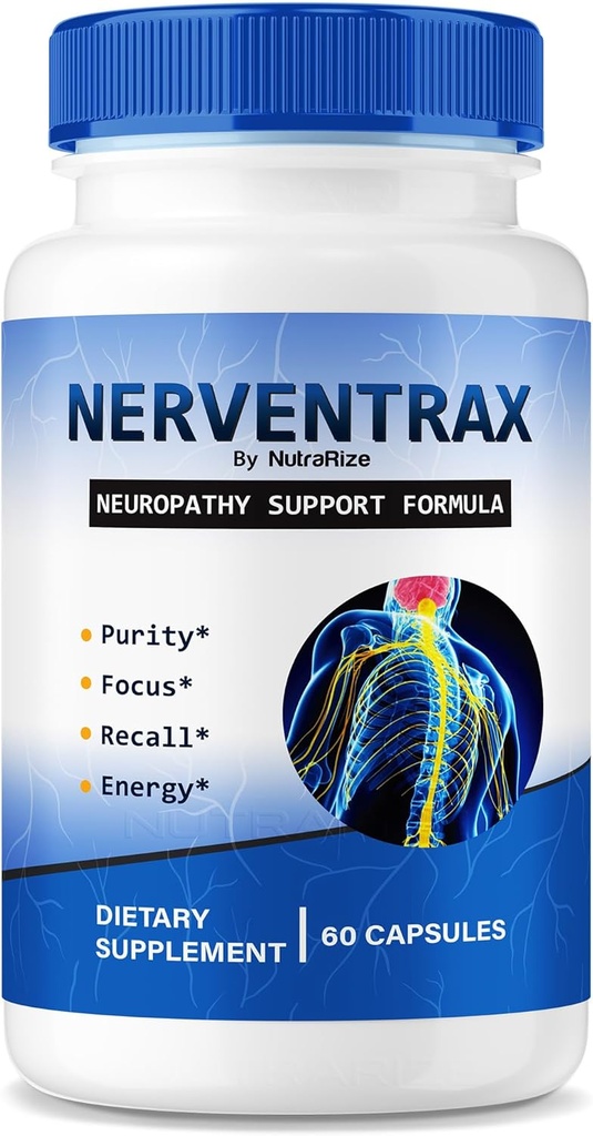 Nerventrax Capsules, Official Formula to Support Nerve Wellness and Function, All Natural Nerve Vitamins, Premium Nerven Trax Supplement, Pastillas Review (60 Capsules)