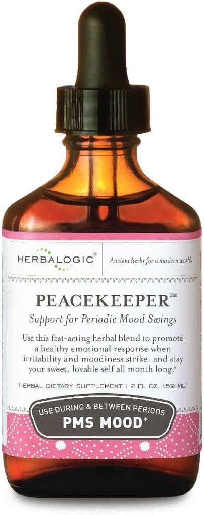 Herbalogic - Peacekeeper Liquid Herb Drops - Reduces PMS Related Mood Swings - Based on The Traditional Chinese Formula Xiao Yao San with Added Herbs for Mood Support - Contains Turmeric - 2 Fl. Oz.
