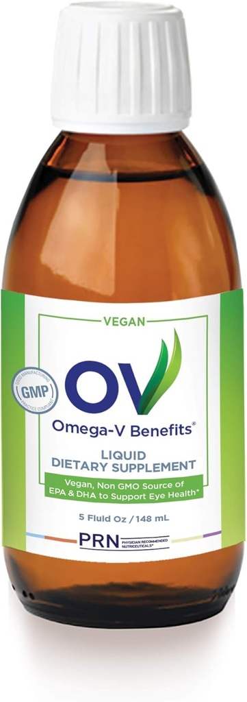Omega-V Beneficios líquido Omega 3 Suplemento - 5 oz, 30 días de suministro - Suplemento vegano con 1000 mg EPA &amp; DHA para la salud ocular