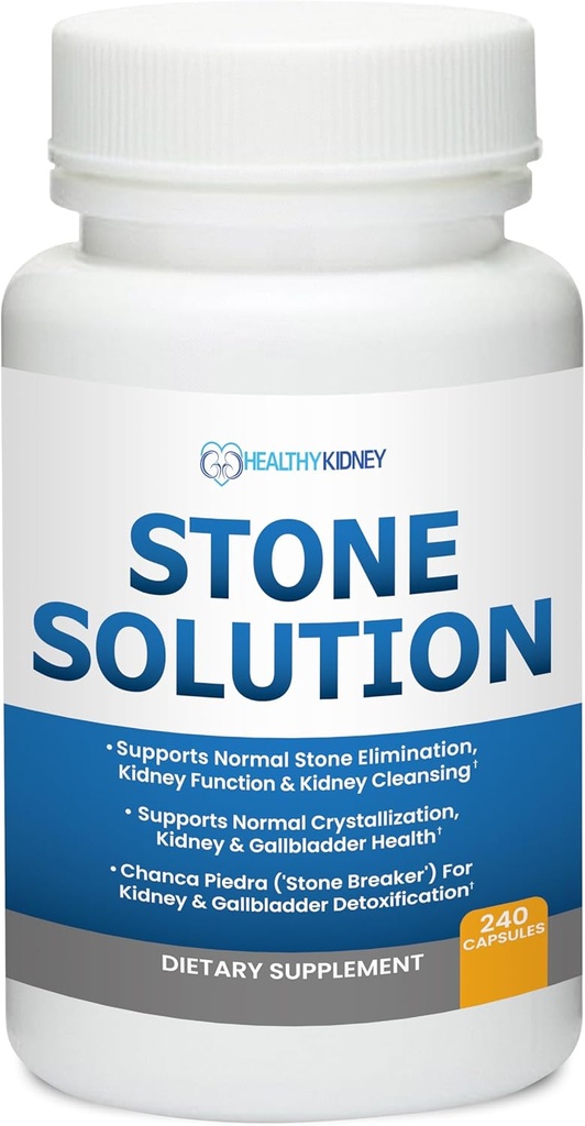 Stone Solution Capsules- Natural Dissolver, Kidney Stone Support & Kidney Cleanser, 60 Servings + Kidney Cleanse and Kidney Health Supplement to Support Normal Kidney Function, 60 caps
