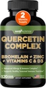 Nutrición Gade Quercetina Orgánica con Bromelaina Vitamina C y Zinc ← Immune Support Suplemento Quercetin 500mg Capsules ANTE Bioflavonoides Fabricado en USA