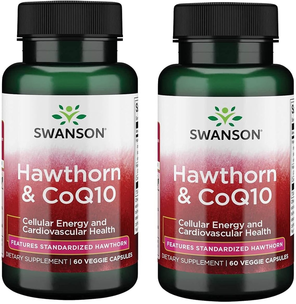 Swanson Hawthorn &amp; Coq10 60 Veg Capsules (2 Pack)