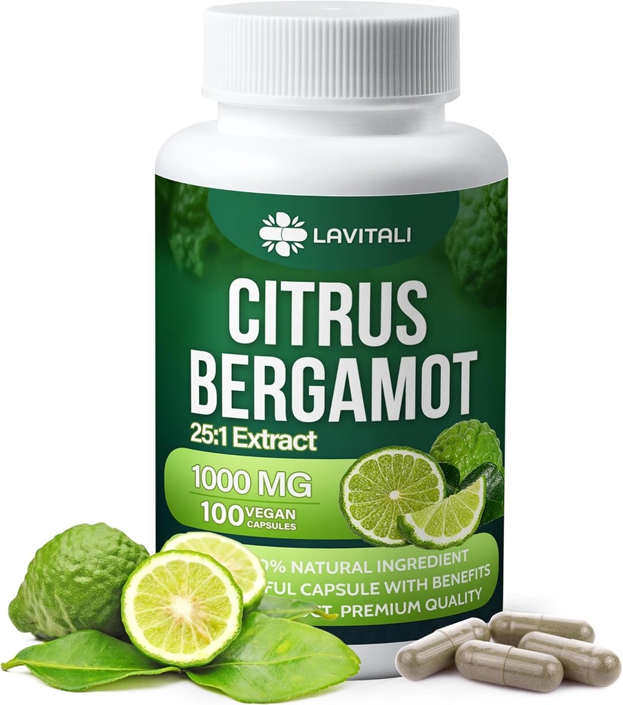 25x Citrus concentrados Bergamot Extract Capsules, 100 Veggie Capsules, Citrus Bergamot 1000mg Capsules, No Gluten-Free, All Natural, Vegetarian Capsules