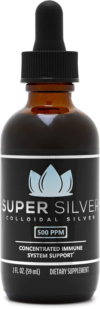 Super Plata 500 PPM Plata Colloidal - 2 botella de onza con gotero