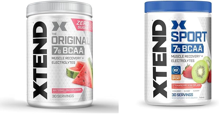 XTEND Original BCAA Powder Watermelon Explosion " Sport BCAA Powder Strawberry Kiwi Splash - Electrolyte Powder for Recovery " Hydration with Amino Acids - 30 Servings