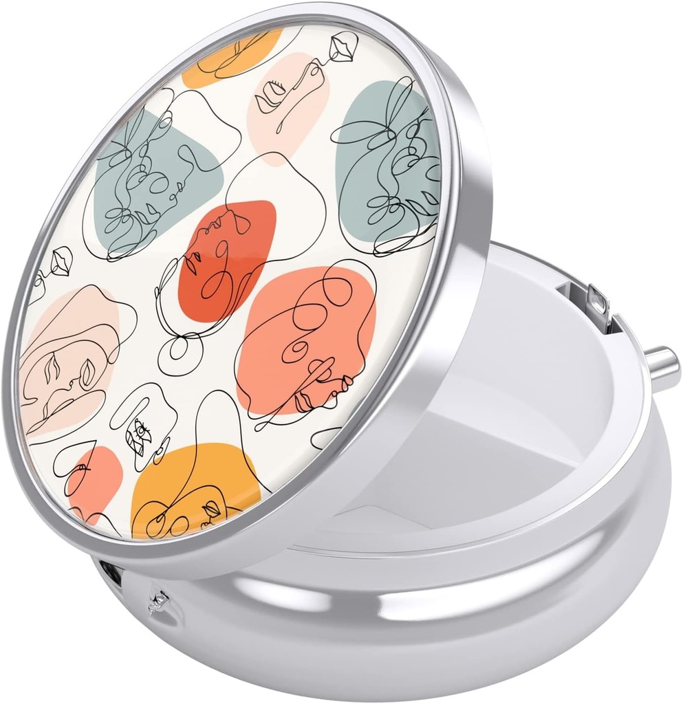 Nipichsha Pill Box, Small Pill Case for Purse & Pocket, Cute Travel Medicine Organizer, Portable Medicine Container Holder to Hold Vitamins, Medication, Fish Oil & Supplement, Guise