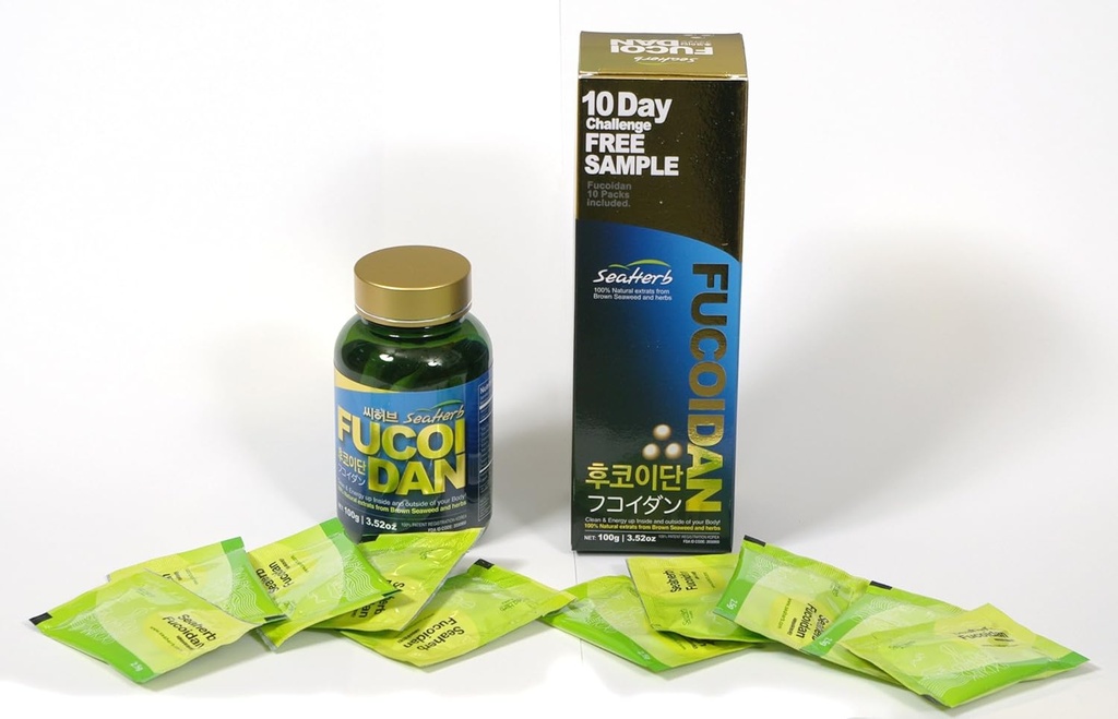 100% Natural Marrón Marrón Extracto SeaHerb Fucoidan USFDA Passed (FDA ID CODE 2030950) (10Satchets+100g)