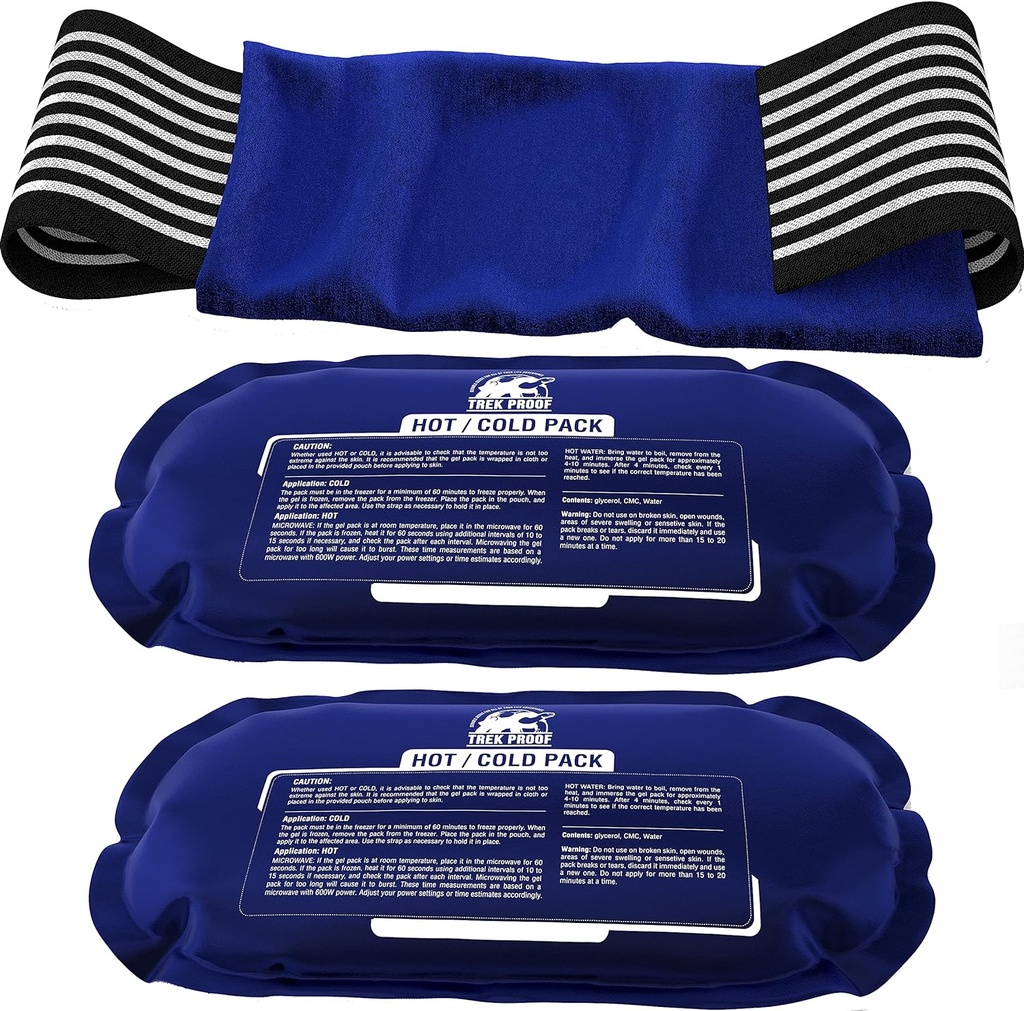 Paquetes de hielo para lesiones Reutilizables (3-Piece Set) – Terapia de Hielo caliente y frío Gel Wrap Soporte – Soporta recuperación, unión y dolor muscular – rodillas, espalda &amp; más (3 piezas - Classic)