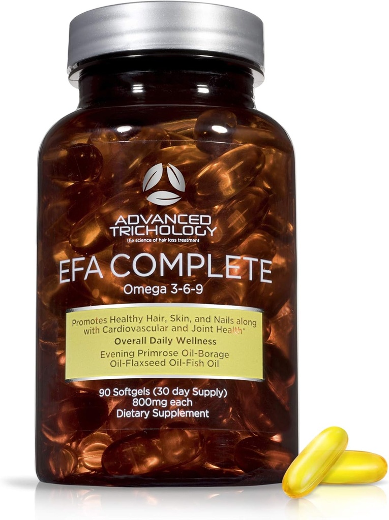 EFA Completo con Omega Optimal 3 6 9 Niveles de aceite de Flax Potency, aceite de pescado, aceite de borrado y aceite de niebla de noche 800 mg (90count) 3er Parte Tested - Alto en GLA y 369 Omegas