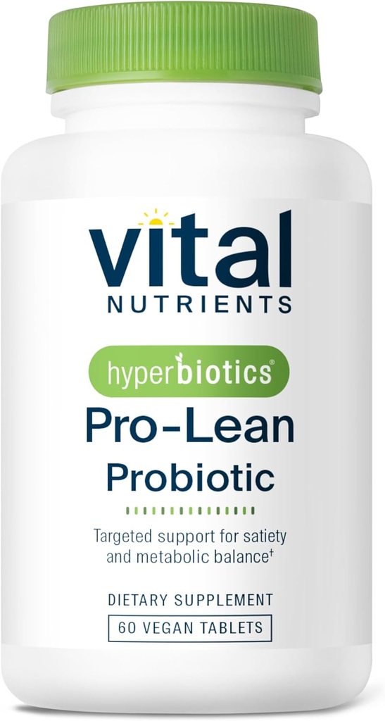 Vital Nutrients Hyperbiotics Pro-Lean Probiotic for Metabolic Balance  Reduce la Digestión de Carb ← Estabilizadora para calma Vegan, Dairy, Gluten Free ← 60 Conteo