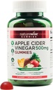 NatureWise Apple Cider Vinegar Gummies - 1000mg ACV per 2 + Vitamin B12 - Pectin Based Vegan, Gluten-Free, Non-GMO -90 Count[45-Day Supply for 1000mg or 3-Months for 500mg]