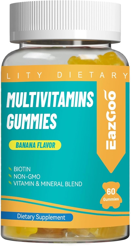 Mangas multivitamínicas para hombres y mujeres, vitaminas múltiples de adultos diarios Gummy, soporte nutricional Vegan - 60 Conde