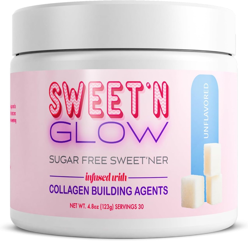 Project Ad Sweet' N Glow Zero Calorie Sugar Free Sweet'Ner with Collagen Building Agents (30 Servings, Unflavored)