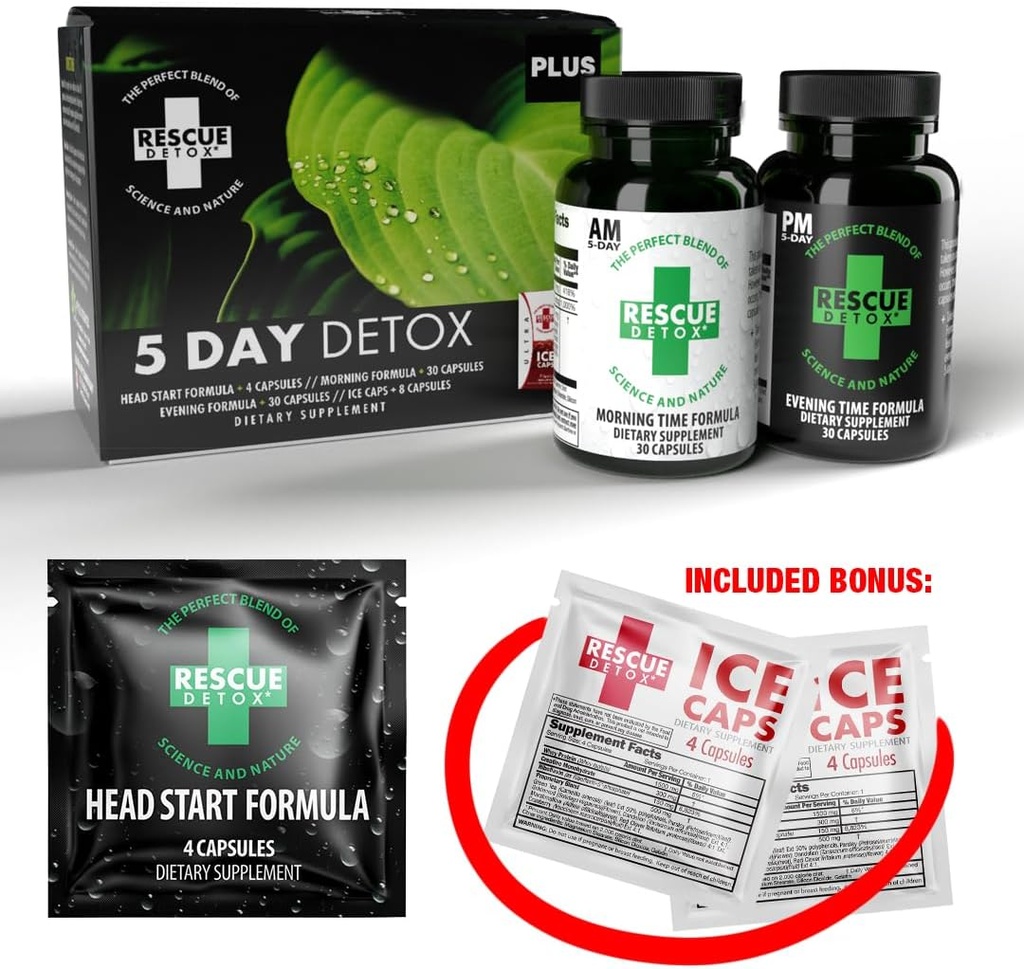 Rescate Detox 5 Day Detox +Plus Kit - 72ct Cápsulas ← Retire permanentemente todas las toxinas