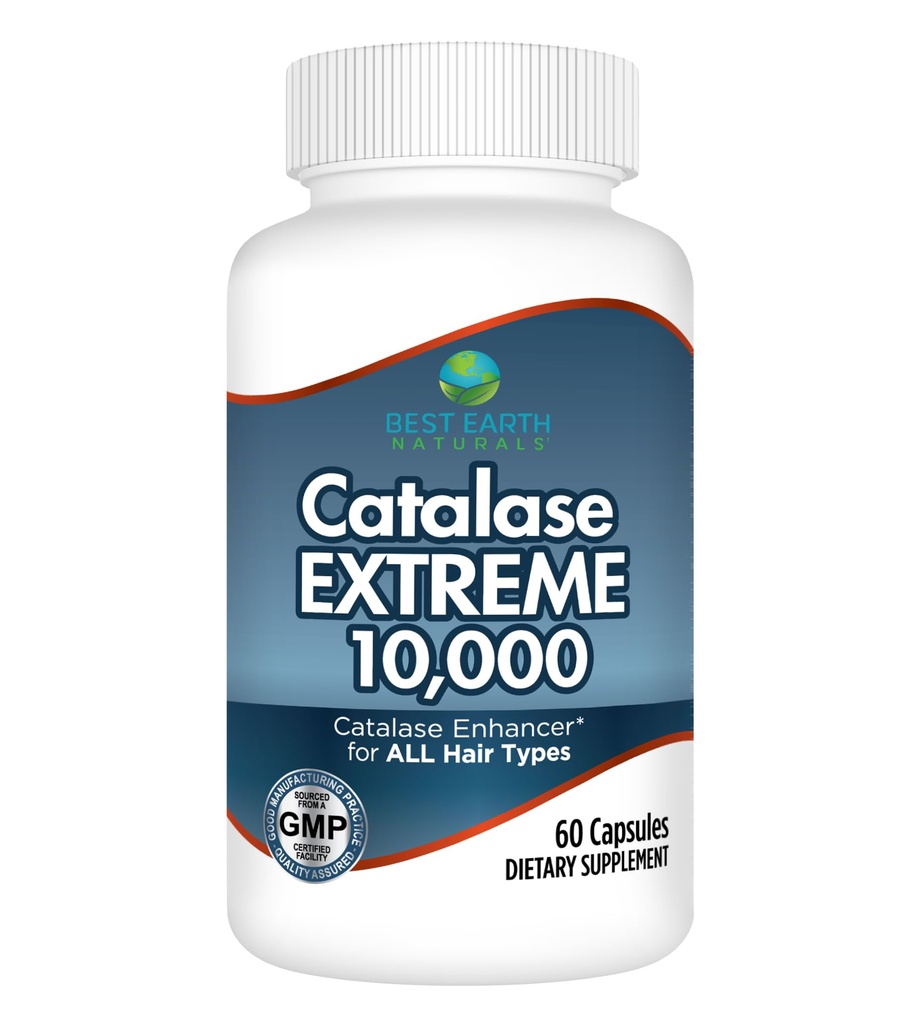 Best Earth Naturals Catalase Extreme Supplement 10,000 with Saw Palmetto, Biotin, Fo-Ti, PABA - Hair Supplements for Strong Hair - 60 Capsules (30-Day Supply)