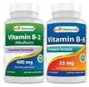 Mejores Naturales Vitamina B2 (Riboflavin) 400mg &amp; Vitamina B-6 25 Mg